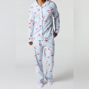 Fammy Jammies Festive Santa Pajamas 2 Piece Flannel Men Unisex SMALL Christmas